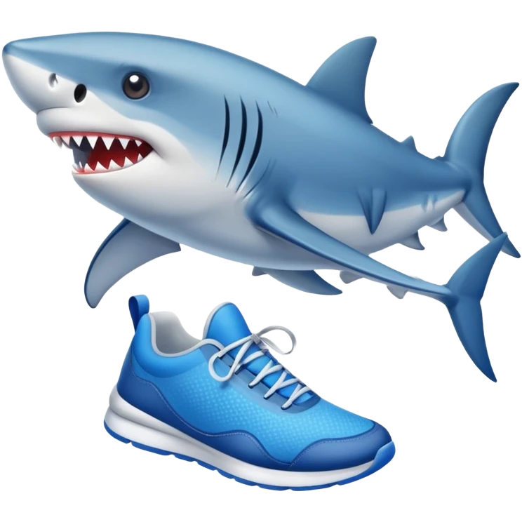 Tiburón con patas y zapatillas azules  emoji