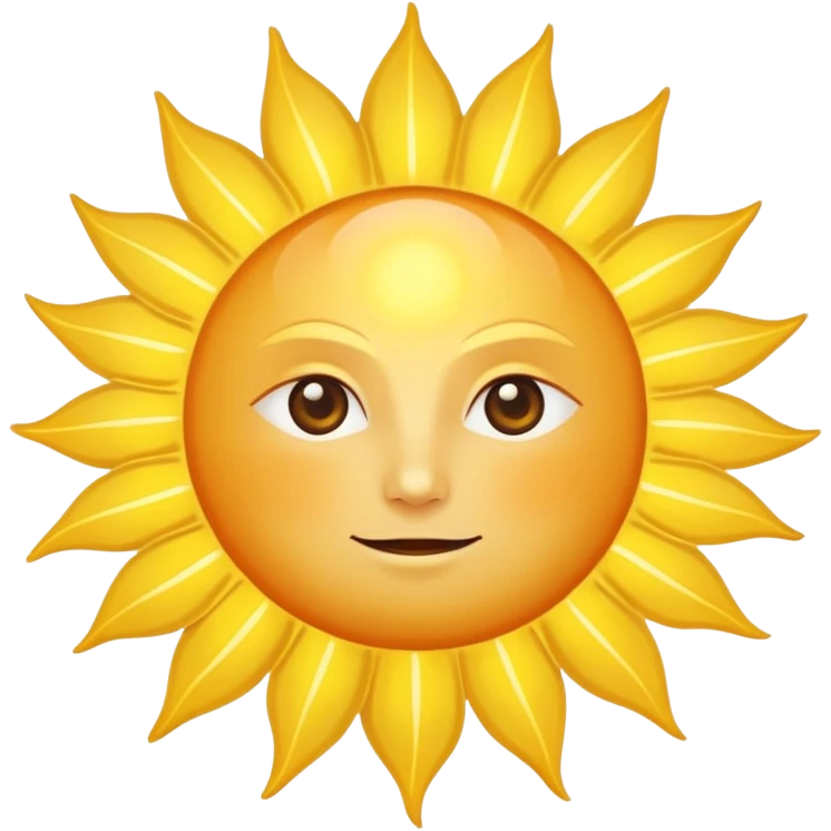 A large, bright sun, with an intense yellow center and golden rays surrounding it, illuminated and vibrant. Take your eyes and mouth away. emoji