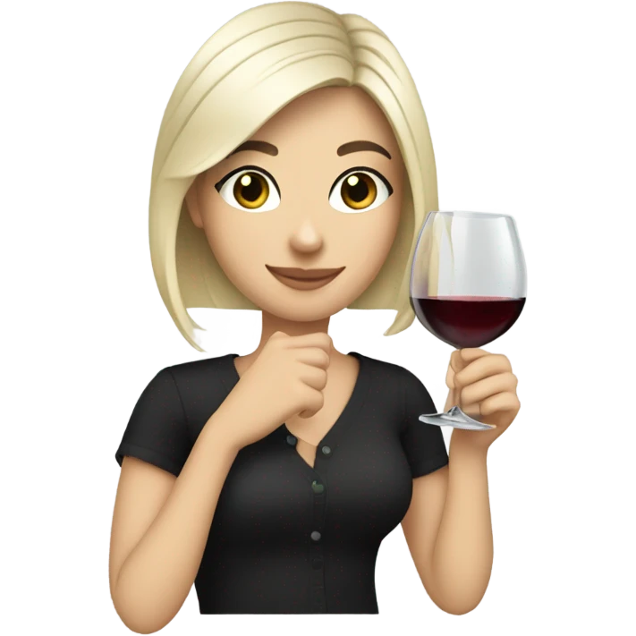 pretty white girl with black hair drinking wine emoji