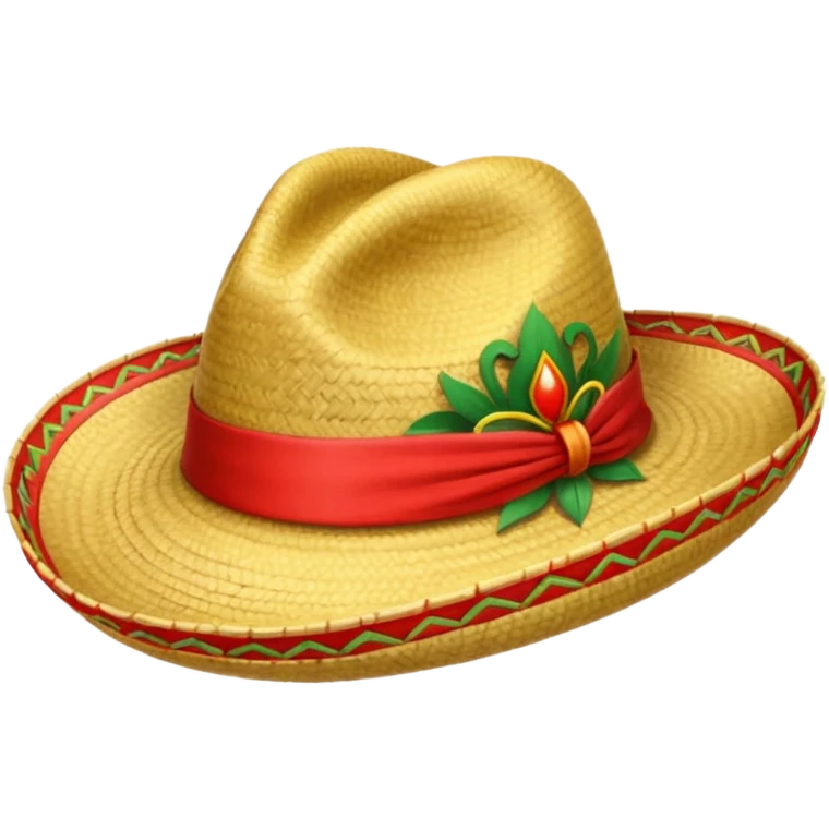 Sombrero de paja con una tira roja en la parte central sin ninguna soporte solo una tira  emoji