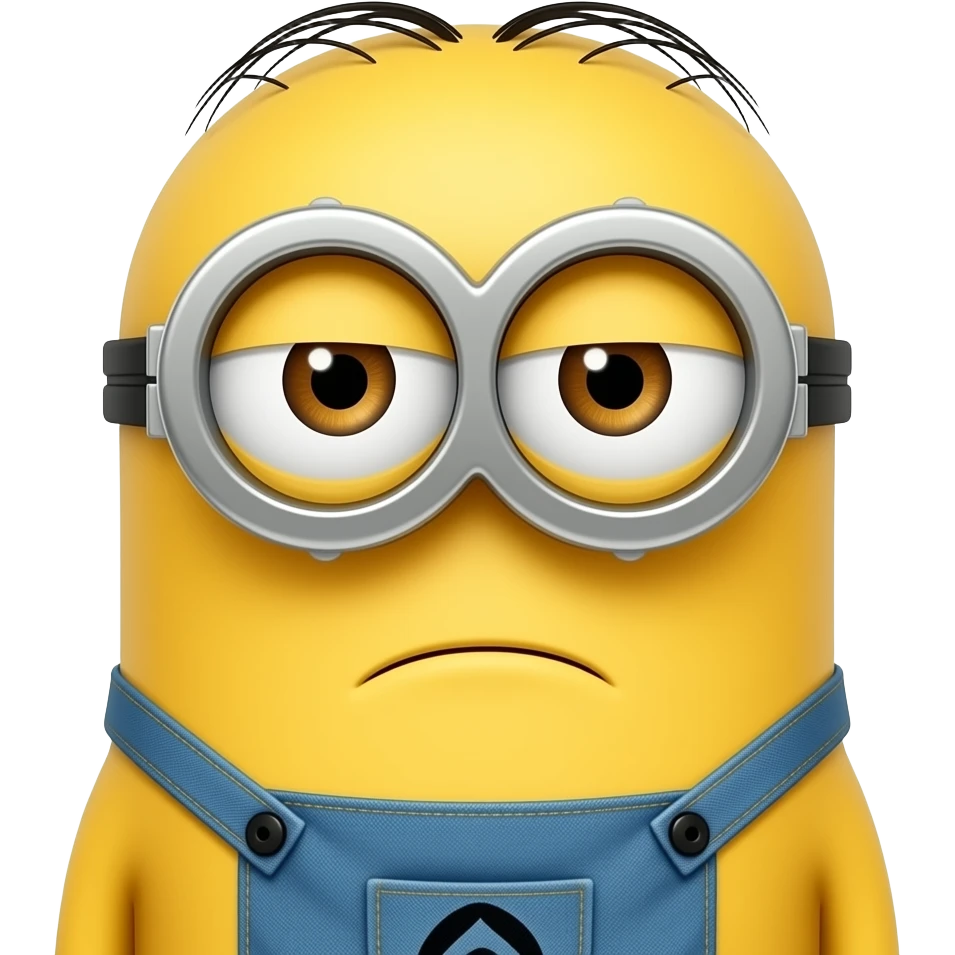 minion emoji with hair looking upset emoji