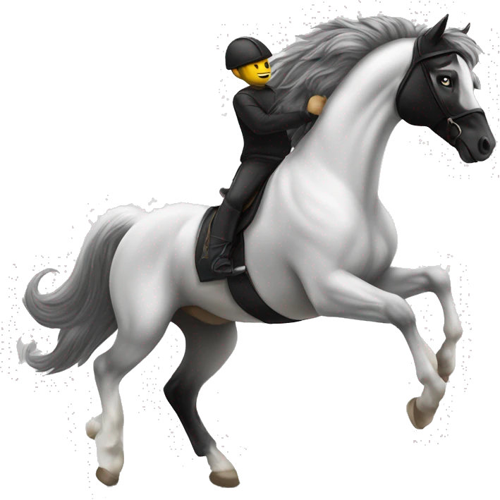 Cavallo bianco e nero che salta  emoji