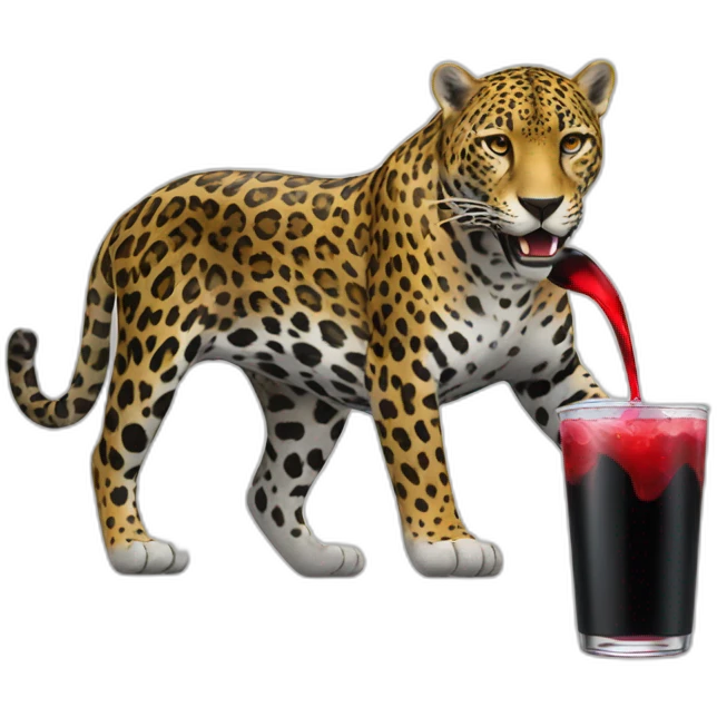 a jaguar drinking a black and red energy drink emoji