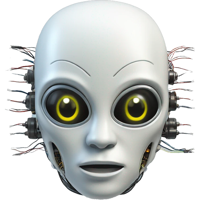 Alien robot head with wires and circuits emoji