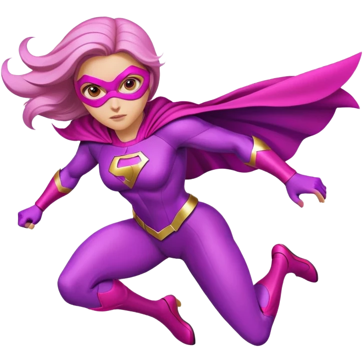 pink violet woman superhero flying emoji