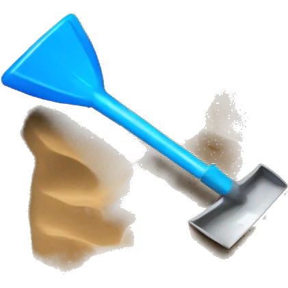 sandbox with plastic toy shovel emoji