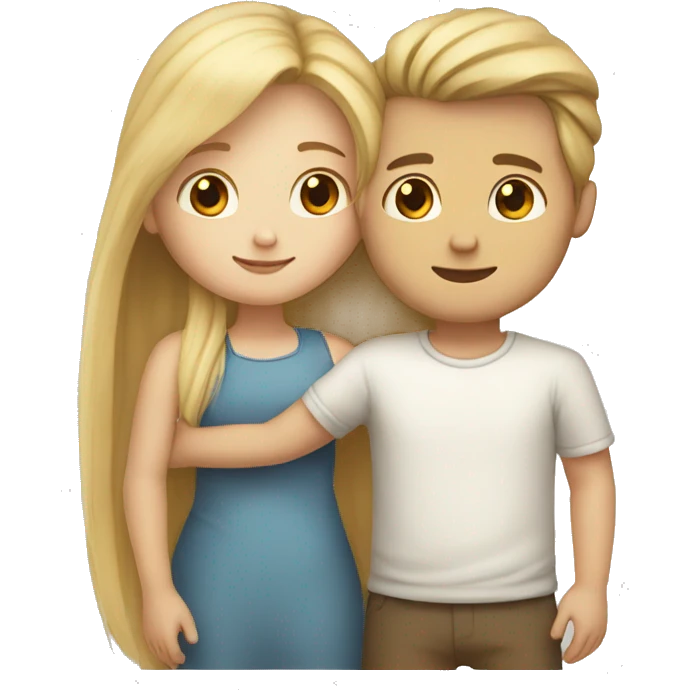 girl with long blonde hair hugging white boy with brown faded hair emoji