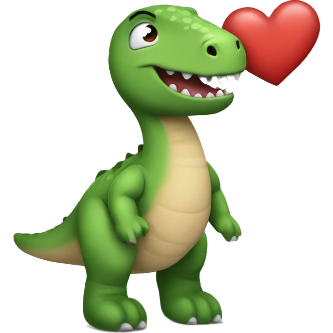 A Dino plushie with a heart emoji
