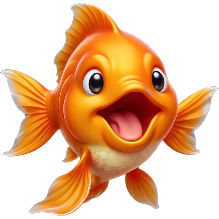 Cinematic Cute Yawning Orange Goldfish Portrait Emoji, Head tilted slightly with a dramatic, wide-open yawn, showcasing a smooth, vibrant orange body with flowing fins, eyes barely open in drowsy contentment, Simplified yet irresistibly adorable features, highly detailed, glowing with a soft, cozy glow, high shine, relaxed yet expressive, stylized with a touch of whimsy, bright and endearing, soft glowing outline, capturing the essence of a sleepy yet affectionate goldfish, so drowsy it feels like it could float out of the screen and curl up for a nap! emoji