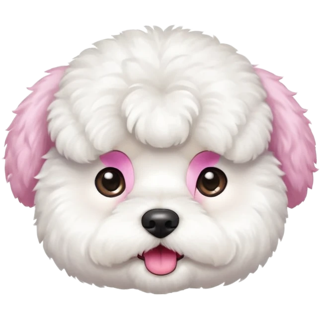 white bichon frise face with round head like popcorn hair emoji