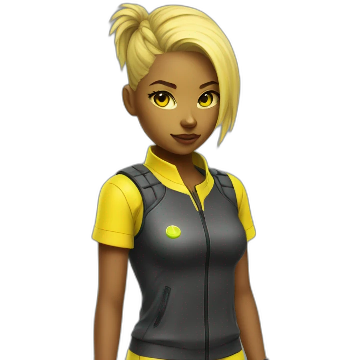 cyberpunk yellow tone girl in tennis uniform emoji