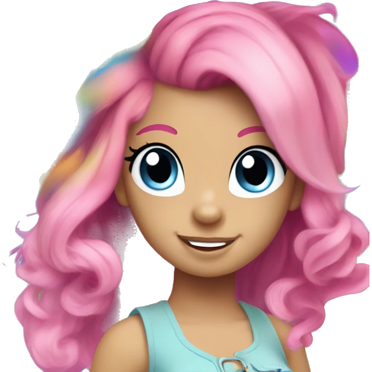 my little pony, rainbow hair, pink base, blue eyes emoji