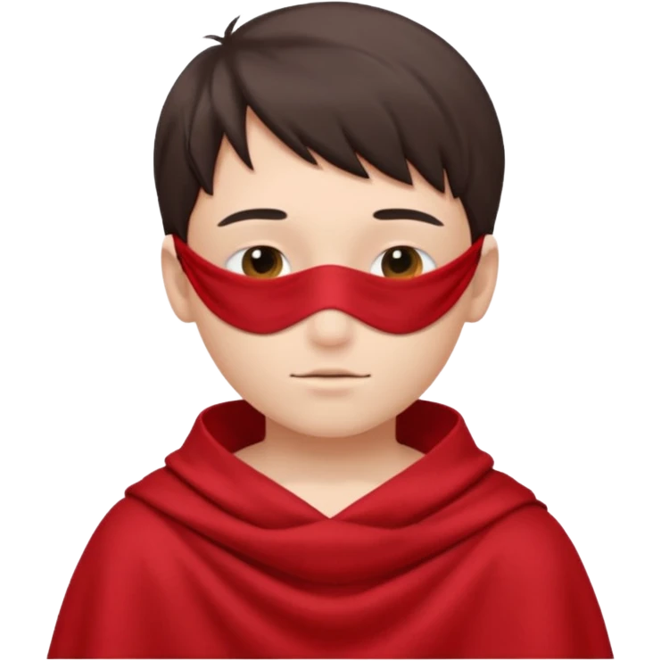 boy wearing red cloth over only eyes emoji