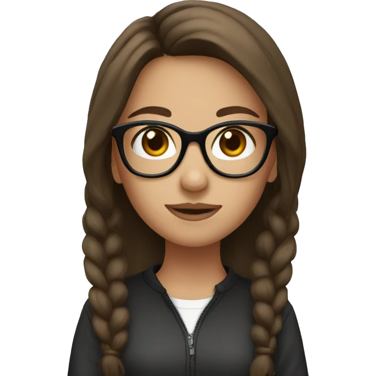 a girl with brown hair and black glasses emoji