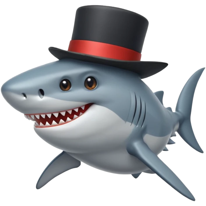 Shark with a top hat emoji