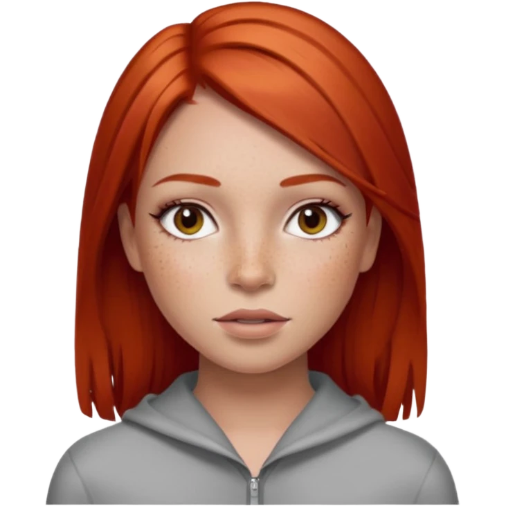 una chica maquillada con el pelo liso y pelirrojo emoji