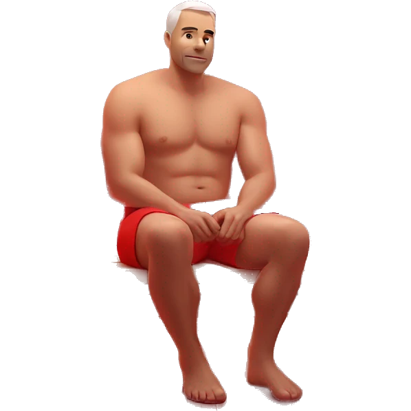 man sat in red light therapy sauna emoji