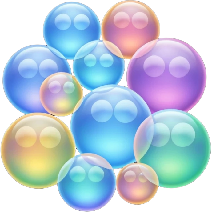 multiple bubbles in y2k style emoji