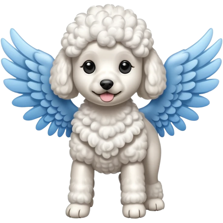 Perro french poodle mini blanco con Alas emoji