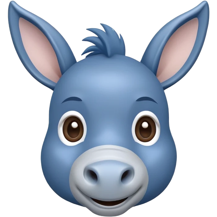 cute blue donkey with big eyes and friendly smile, simple flat design emoji