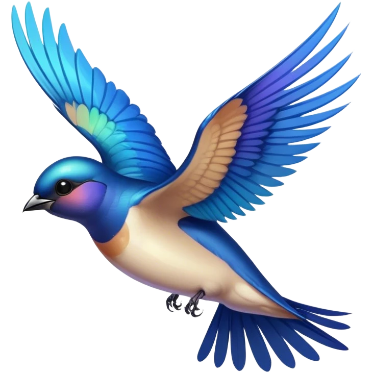 A swallow bird in flight, symbolizing freedom and agility, with wings spread wide and a streamlined body emoji