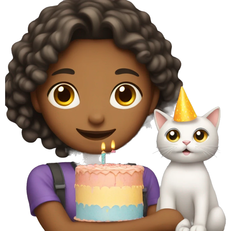 girl celebrating her birthday with cat emoji