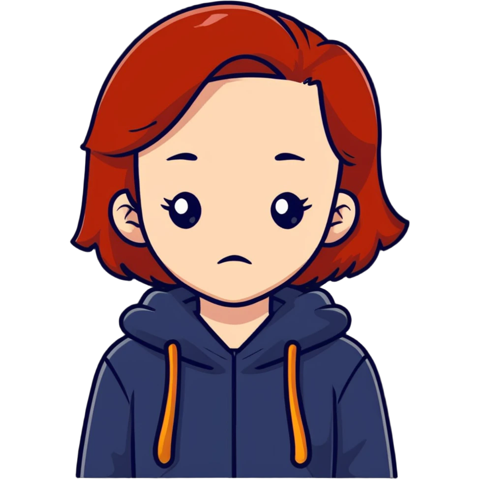 redhead girl sad expression emoji