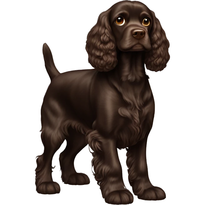 Dark brown cocker spaniel standing full pose emoji