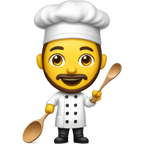 Chef, yellow skin, growing beard. with a wooden ladle in hand emoji