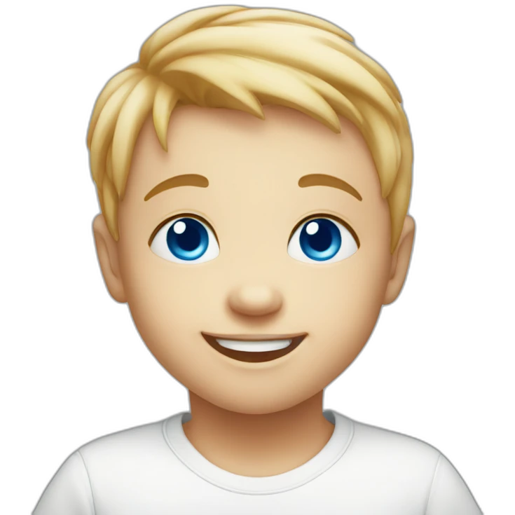 Cute baby face with blue eyes smiling emoji