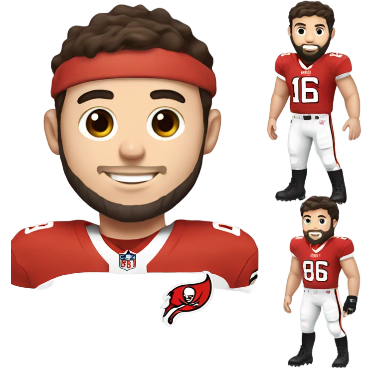  Baker Mayfield wearing Tampa Bay Buccaneers uniform with the number six  emoji