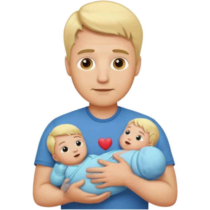 Blond dad holding baby emoji