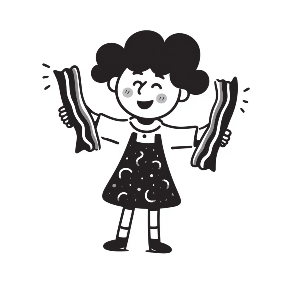 little girl with bacon emoji