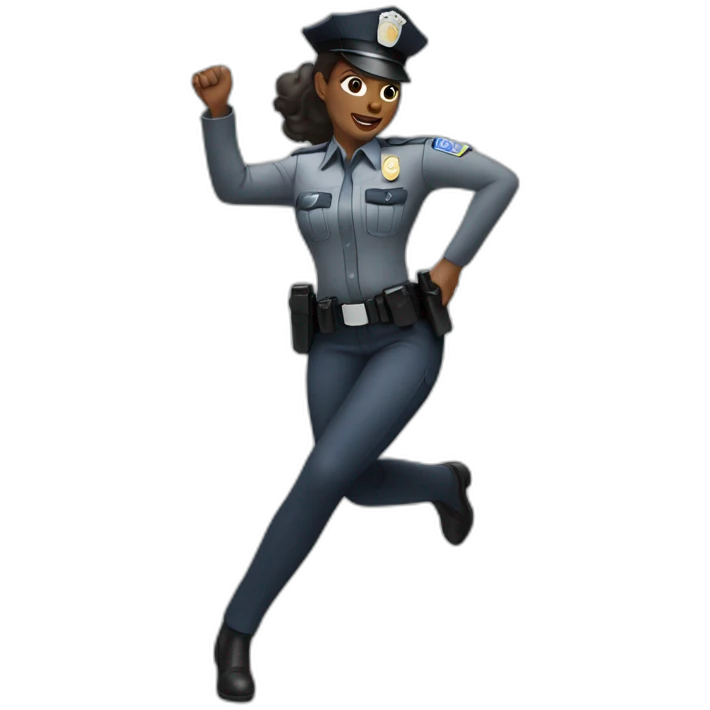black police woman in light gray uniform dancing emoji