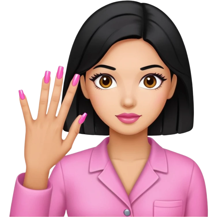 Pink Nail Tech with black hair emoji