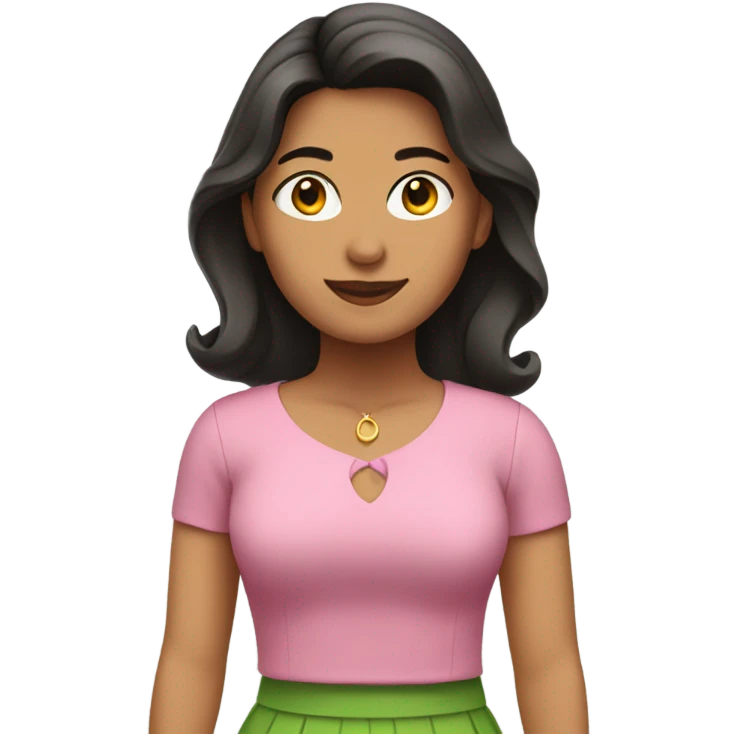 Hispanic woman in pink and green emoji