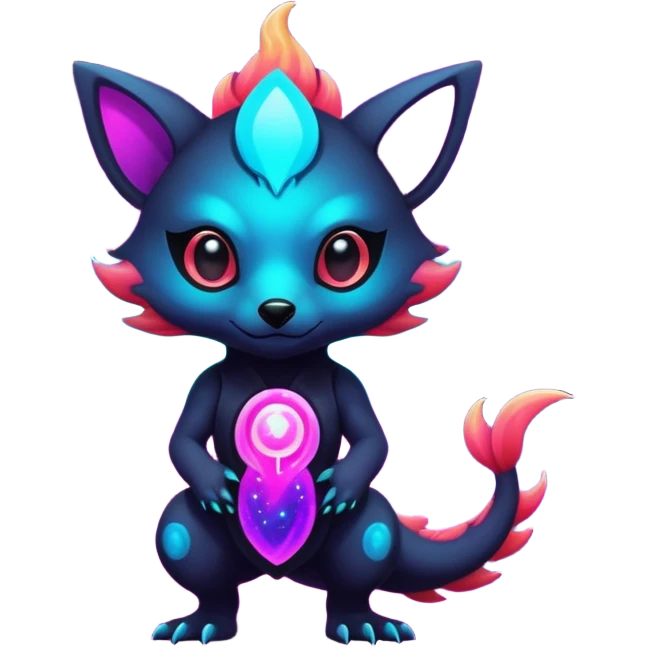Epic Edgy Cute Colorful Vibrant Dark Nebula Modern Vernid-Protogen-creature-animal, full body emoji