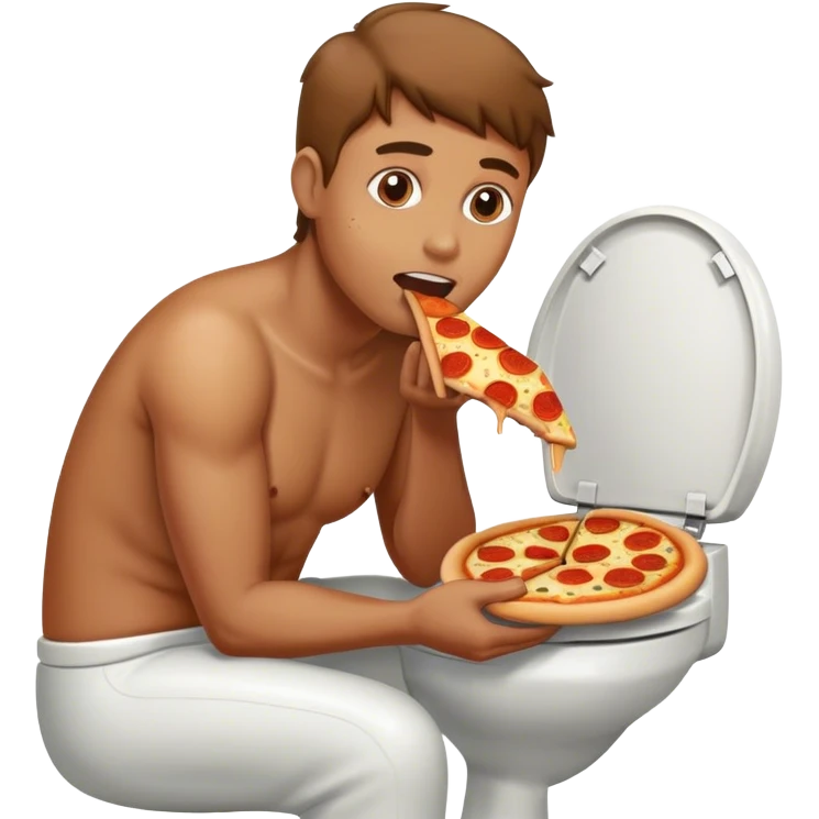 A man inside a toilet eating pizza emoji