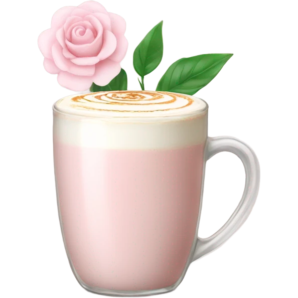 Light Pink latte classy in glass with flower emoji