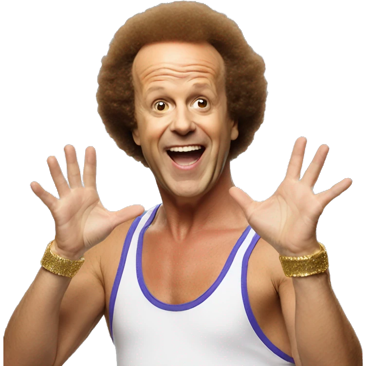 Richard Simmons celebrating hand up emoji
