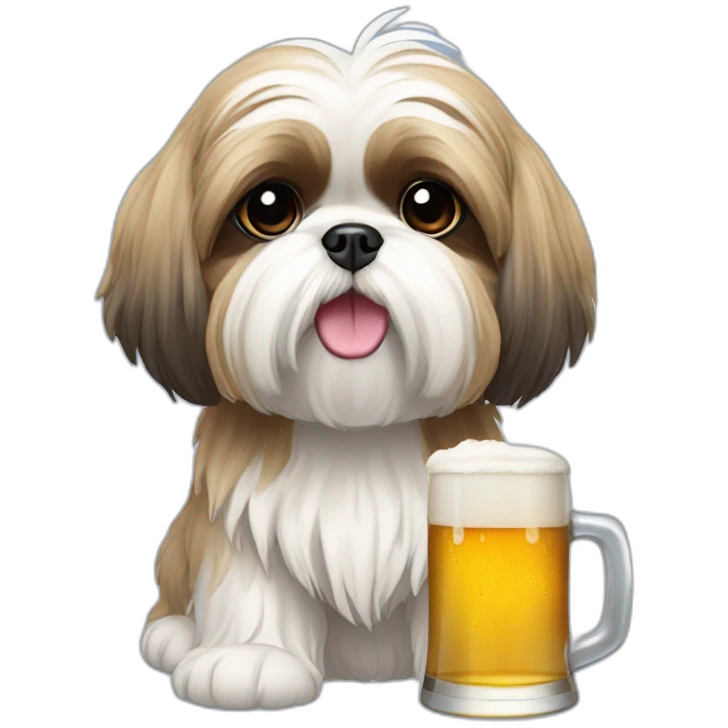 Shih tzu qui bout une bierre emoji