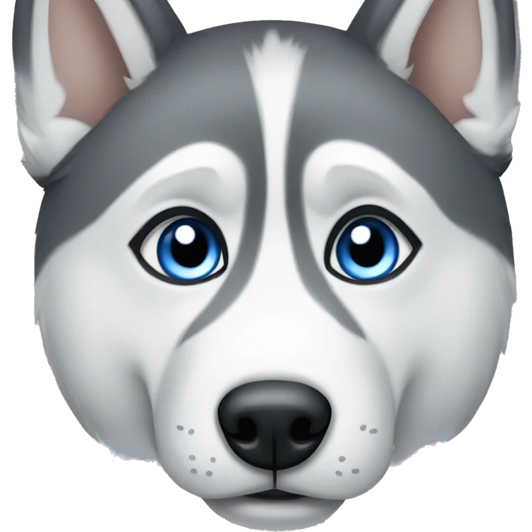 husky with blue crossed eyes emoji