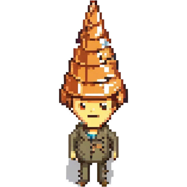 A Coneheads man, exaggerated cone head, smiling emoji