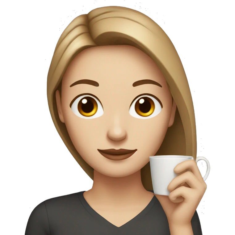 woman light brown hair white skin with a cup of coffee emoji