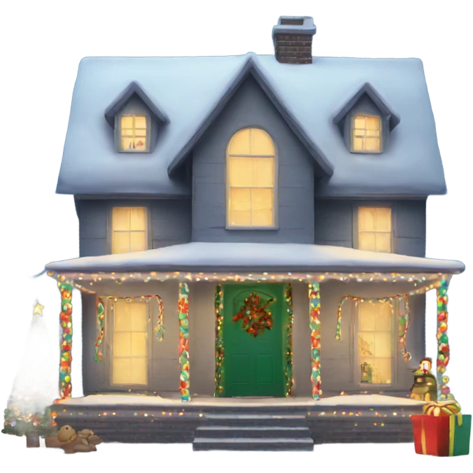 House decorated with christmas lights emoji