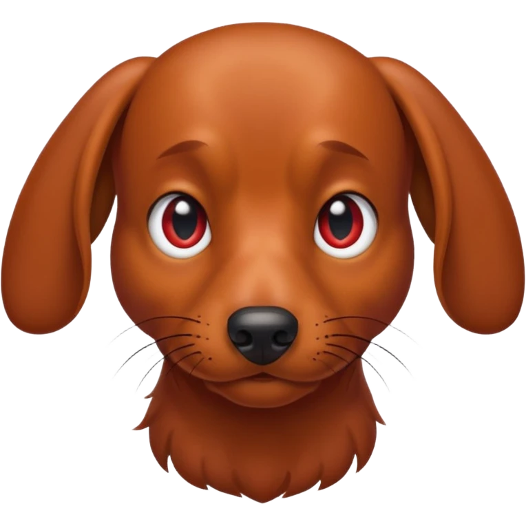 Create an angry dachshund with angry eyes and a little red face emoji