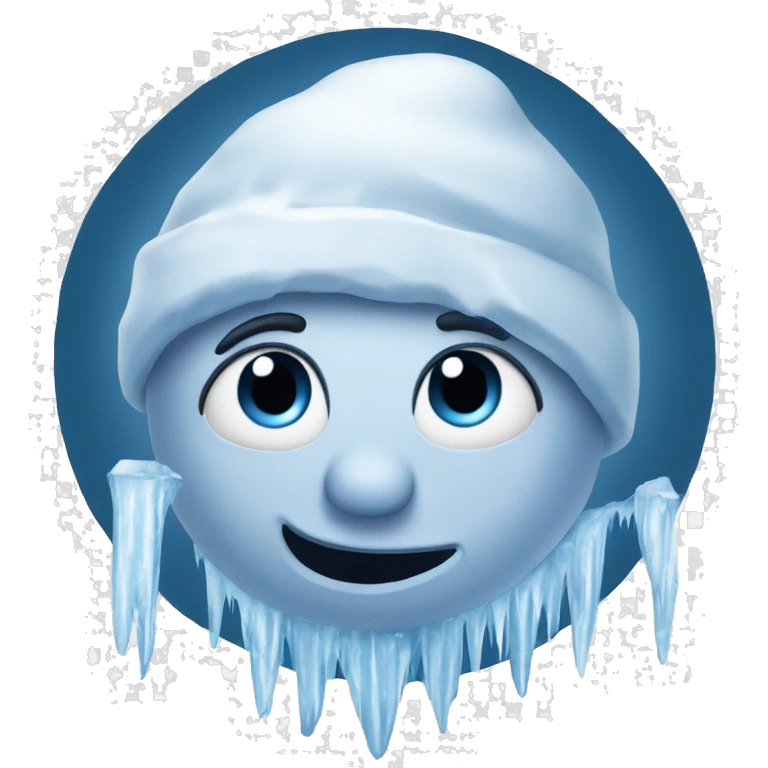 Frozen icicle moon with face  emoji