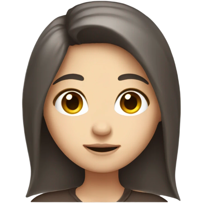 White girl with long dark brown hair and fingers crossed emoji