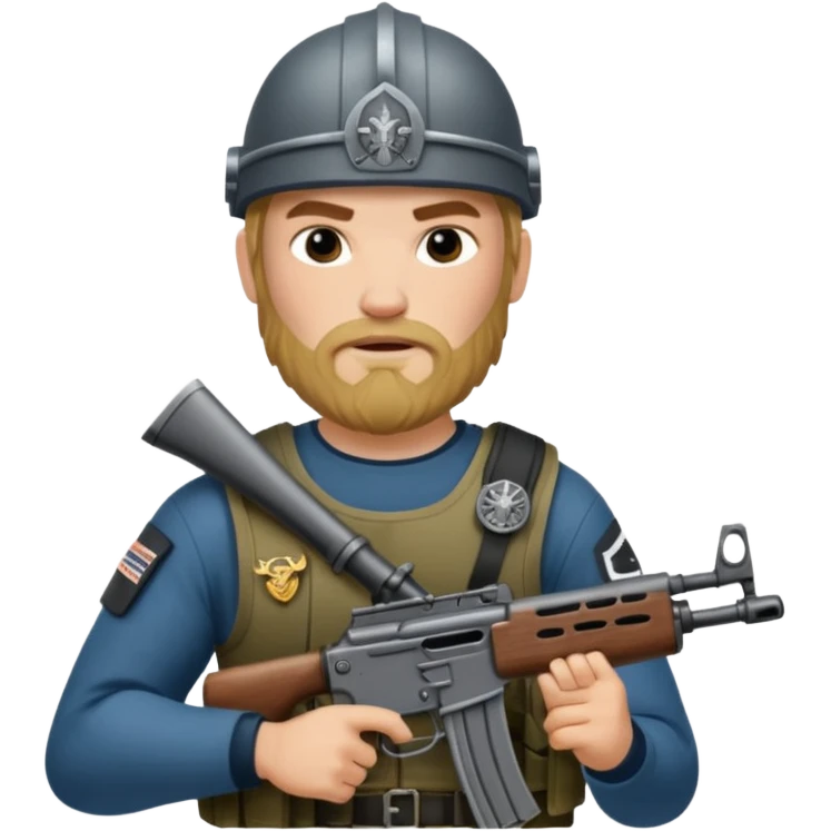 Viking in seal team 6 outfit with a military rifle emoji