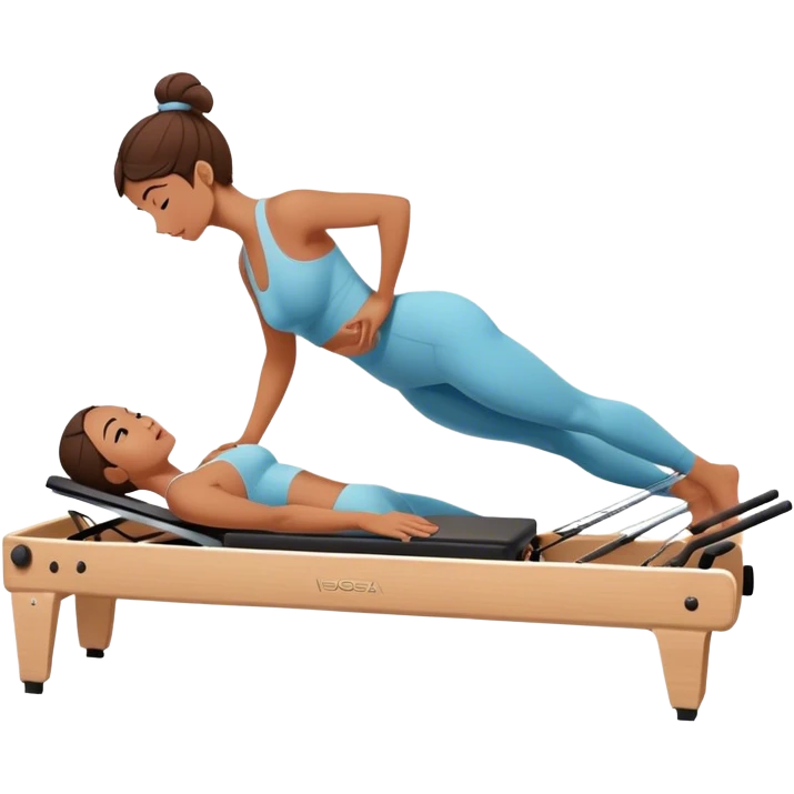 A girl doing a pilate reformer exercize on side emoji